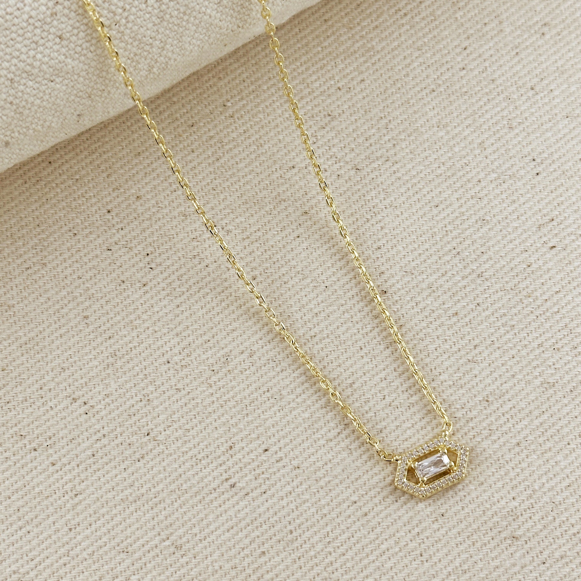 18k Gold Filled Fancy Birthstone Baguette Necklace