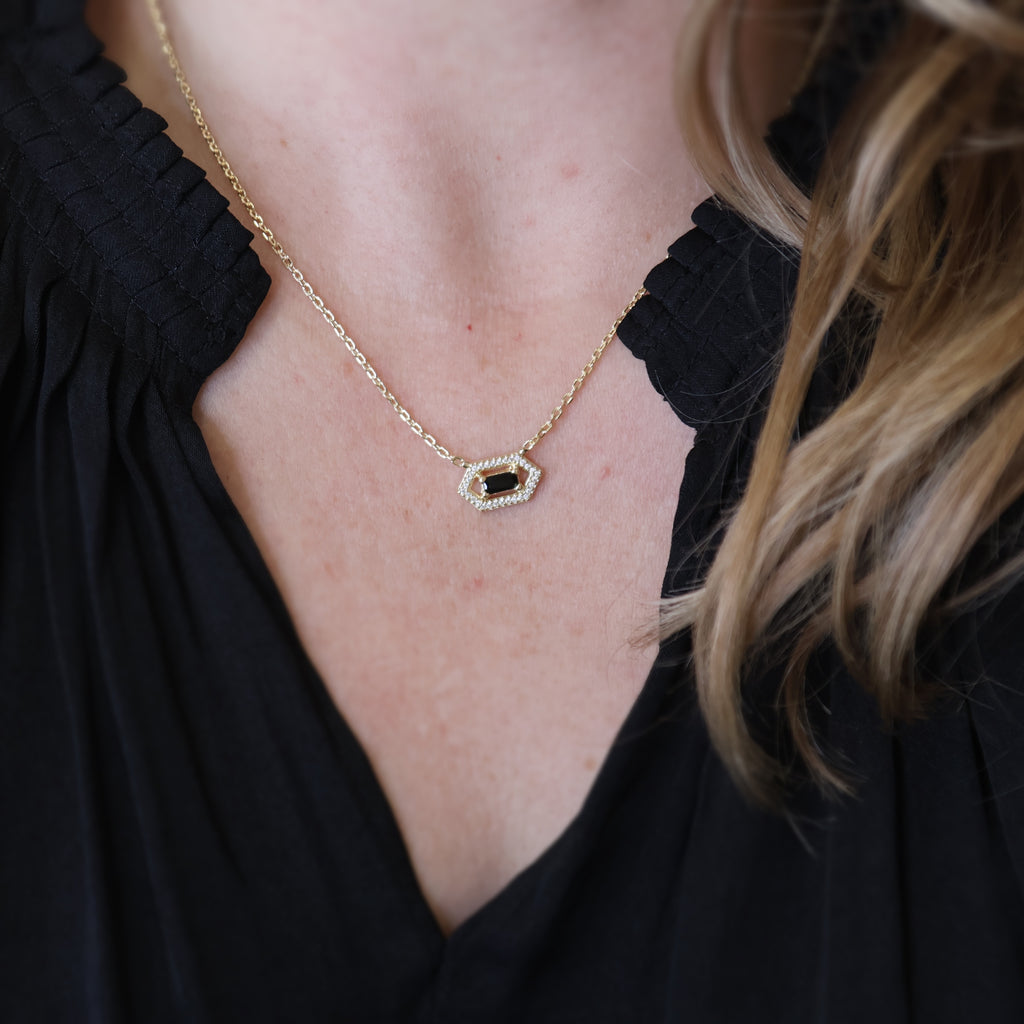 18k Gold Filled Fancy Birthstone Baguette Necklace