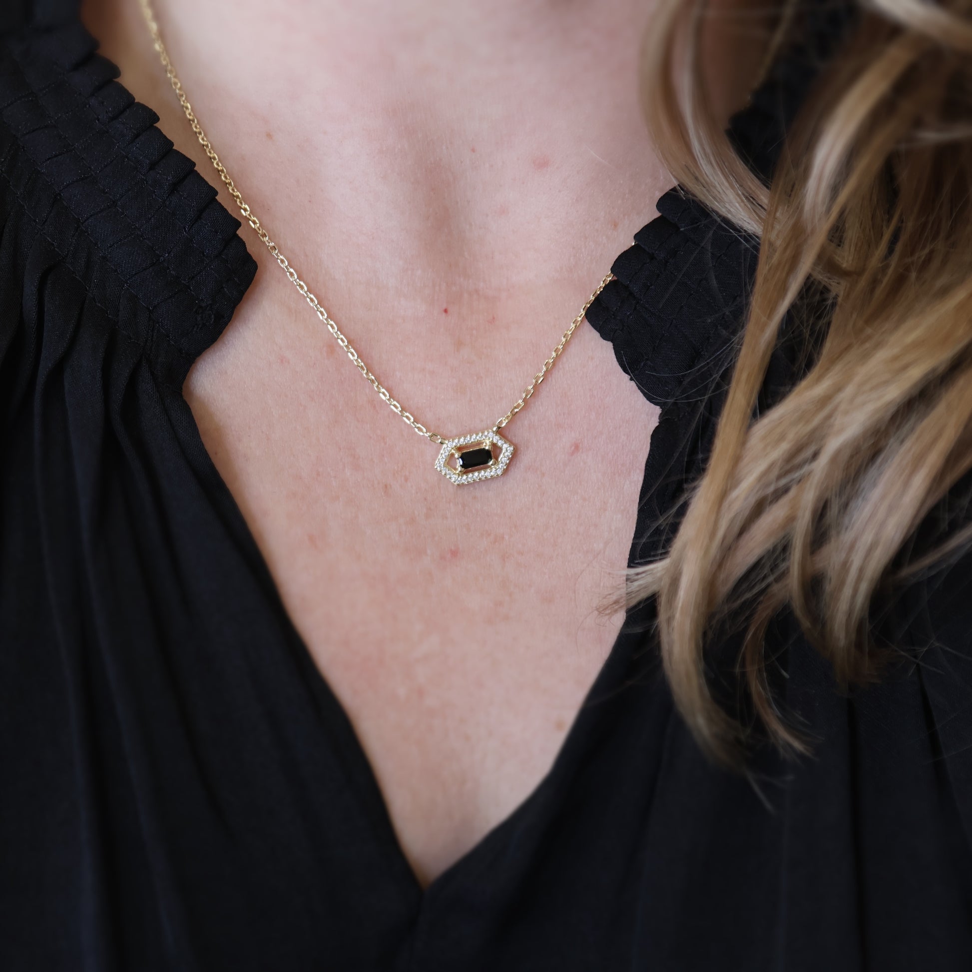 18k Gold Filled Fancy Birthstone Baguette Necklace