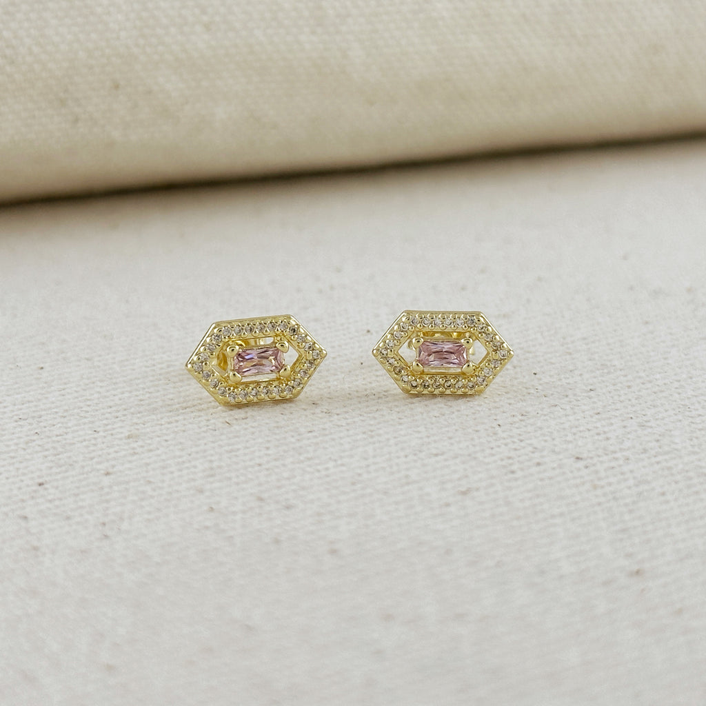 18k Gold Filled Fancy Birthstone Baguette Earrings