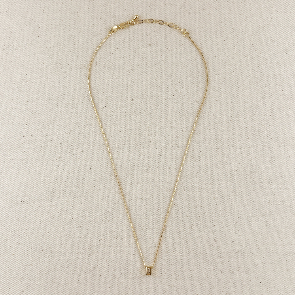 18k Gold Filled Mini CZ Baguette Necklace
