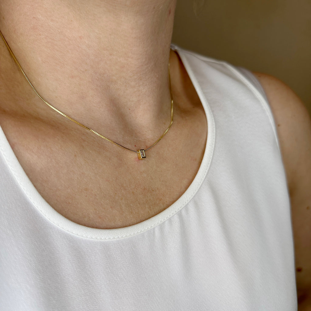 18k Gold Filled Mini CZ Baguette Necklace