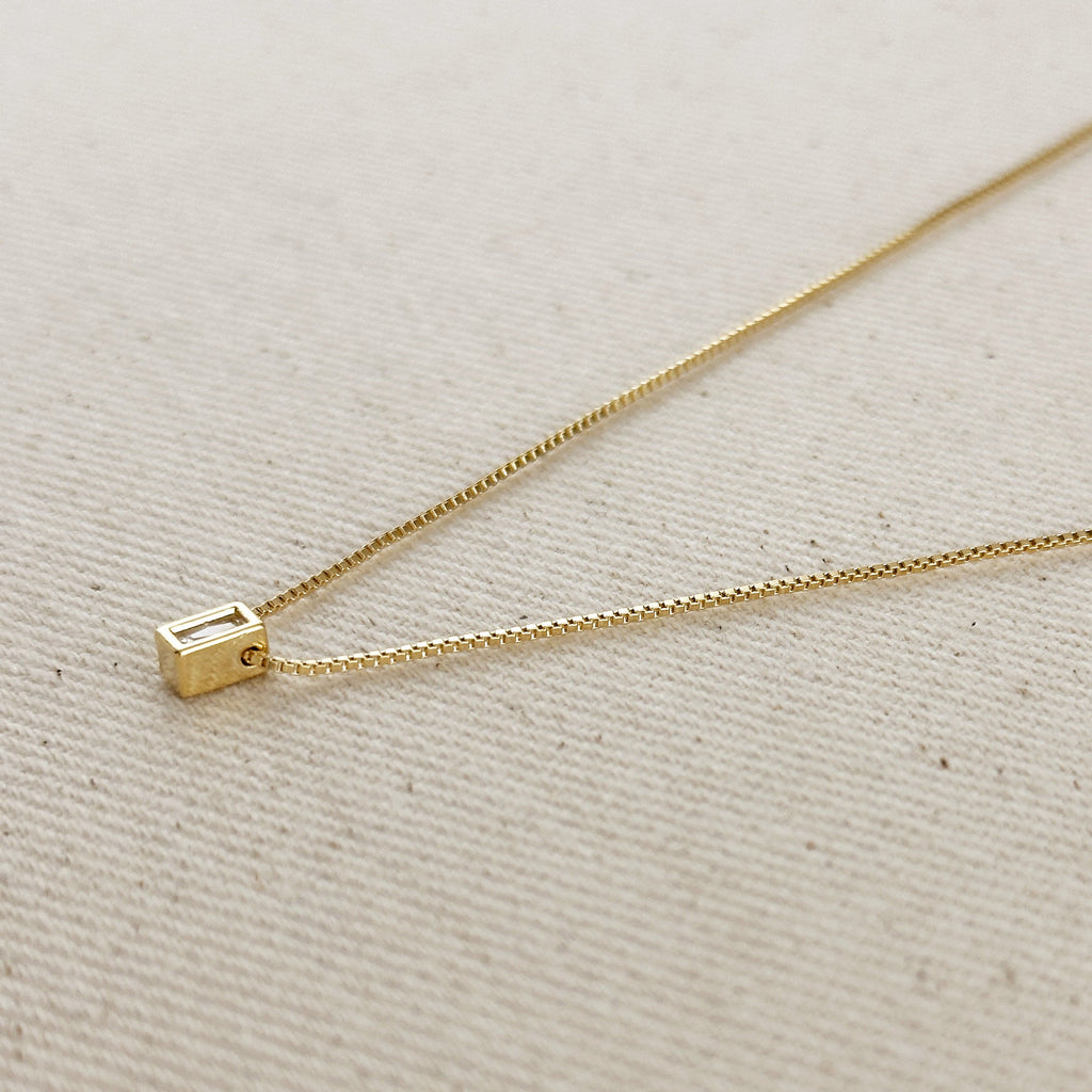 18k Gold Filled Mini CZ Baguette Necklace