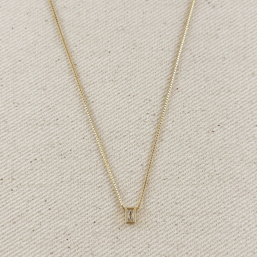 18k Gold Filled Mini CZ Baguette Necklace
