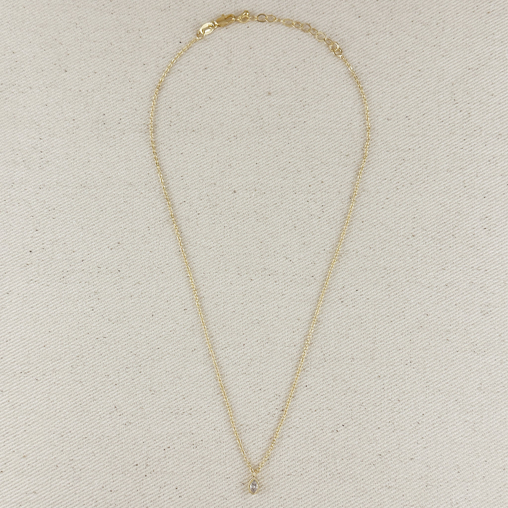 18k Gold Filled Ellipse Solitaire Necklace