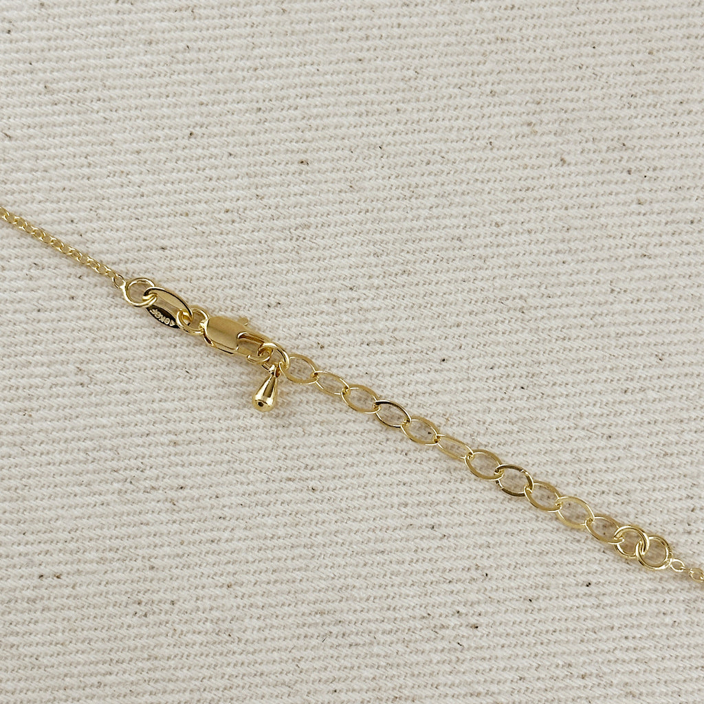 18k Gold Filled Ellipse Solitaire Necklace