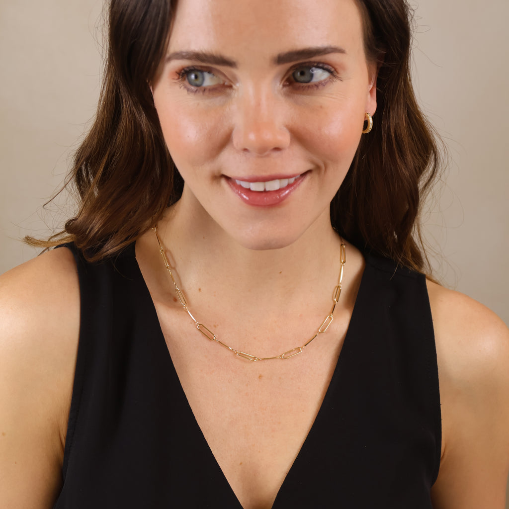 18k Gold Filled Paperclip & Straw Chain