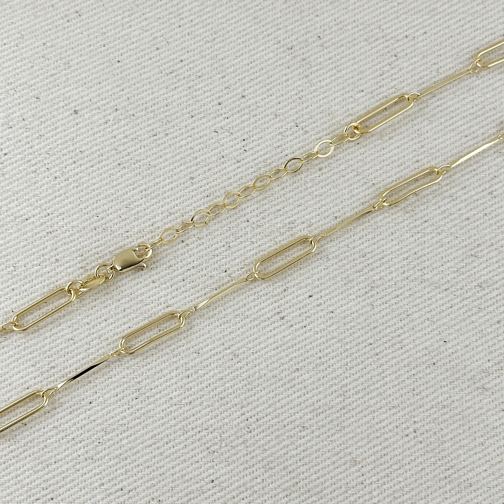 18k Gold Filled Paperclip & Straw Chain