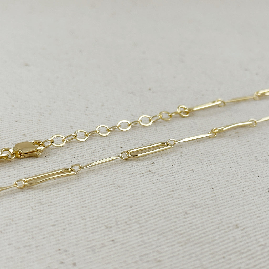 18k Gold Filled Paperclip & Straw Chain
