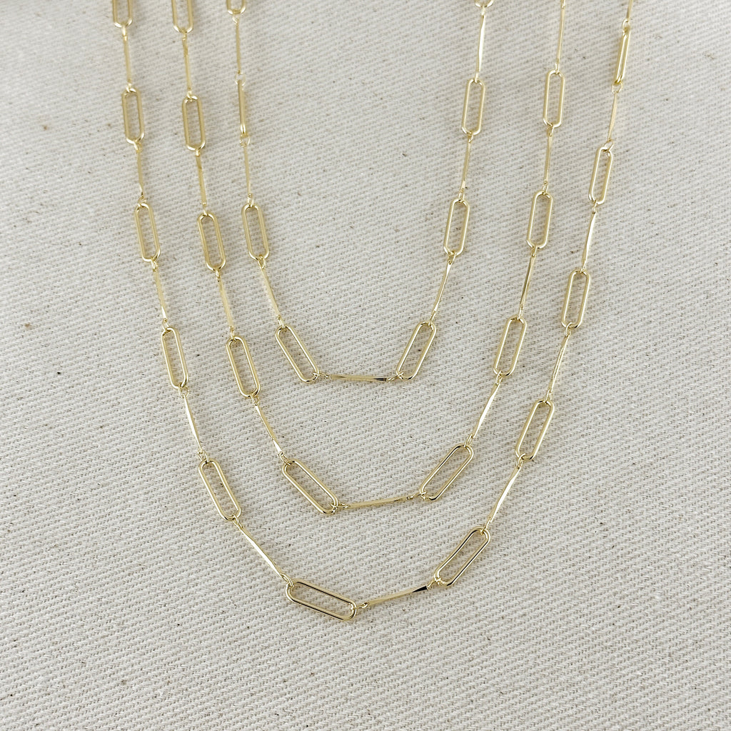 18k Gold Filled Paperclip & Straw Chain
