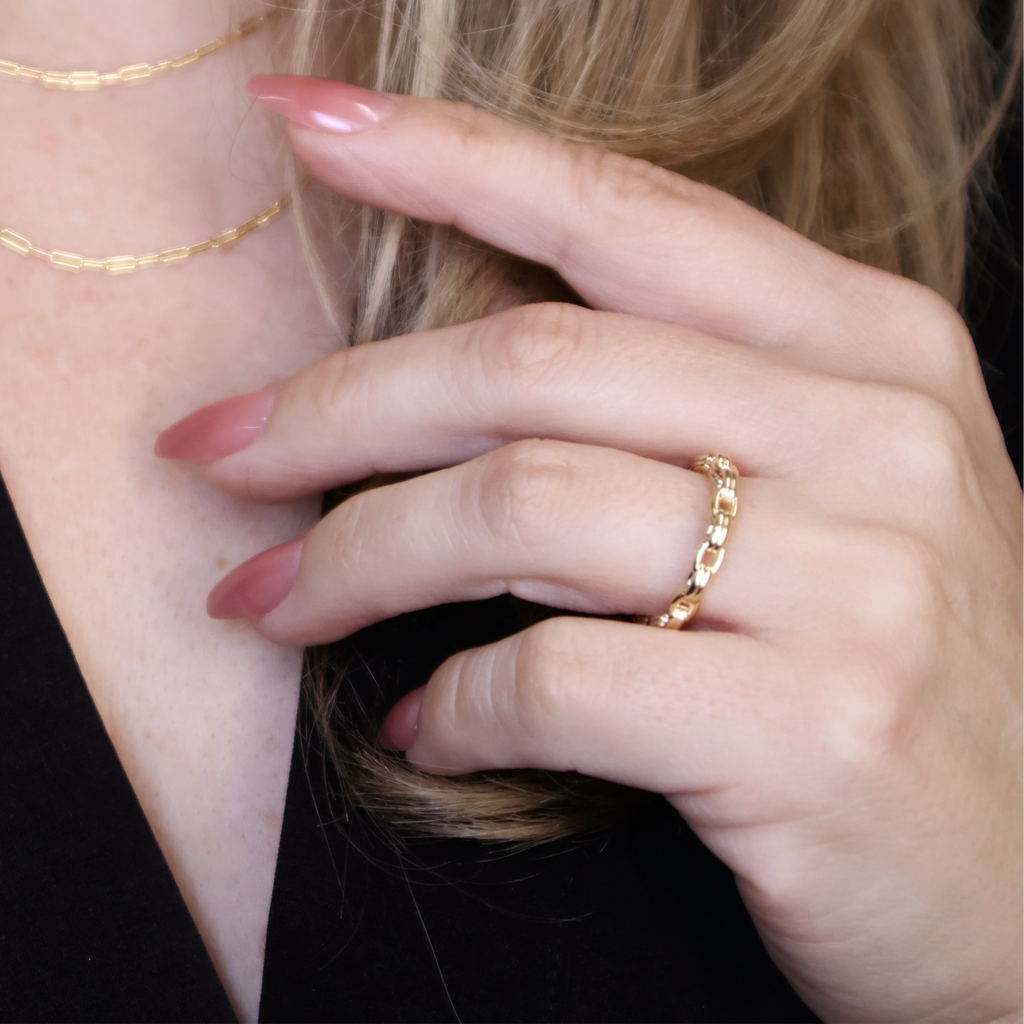 18k Gold Filled Double Link Chain Band Ring