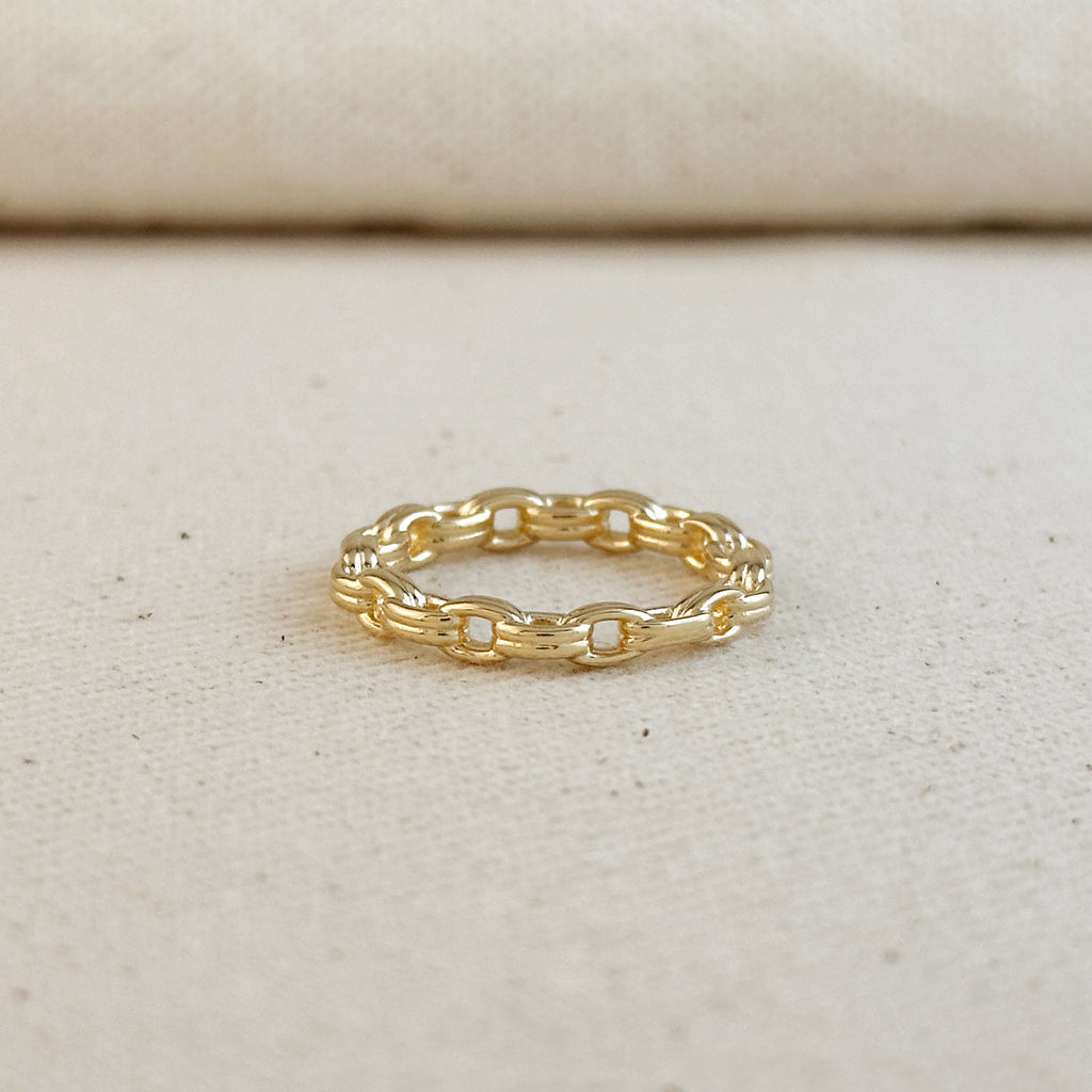18k Gold Filled Double Link Chain Band Ring
