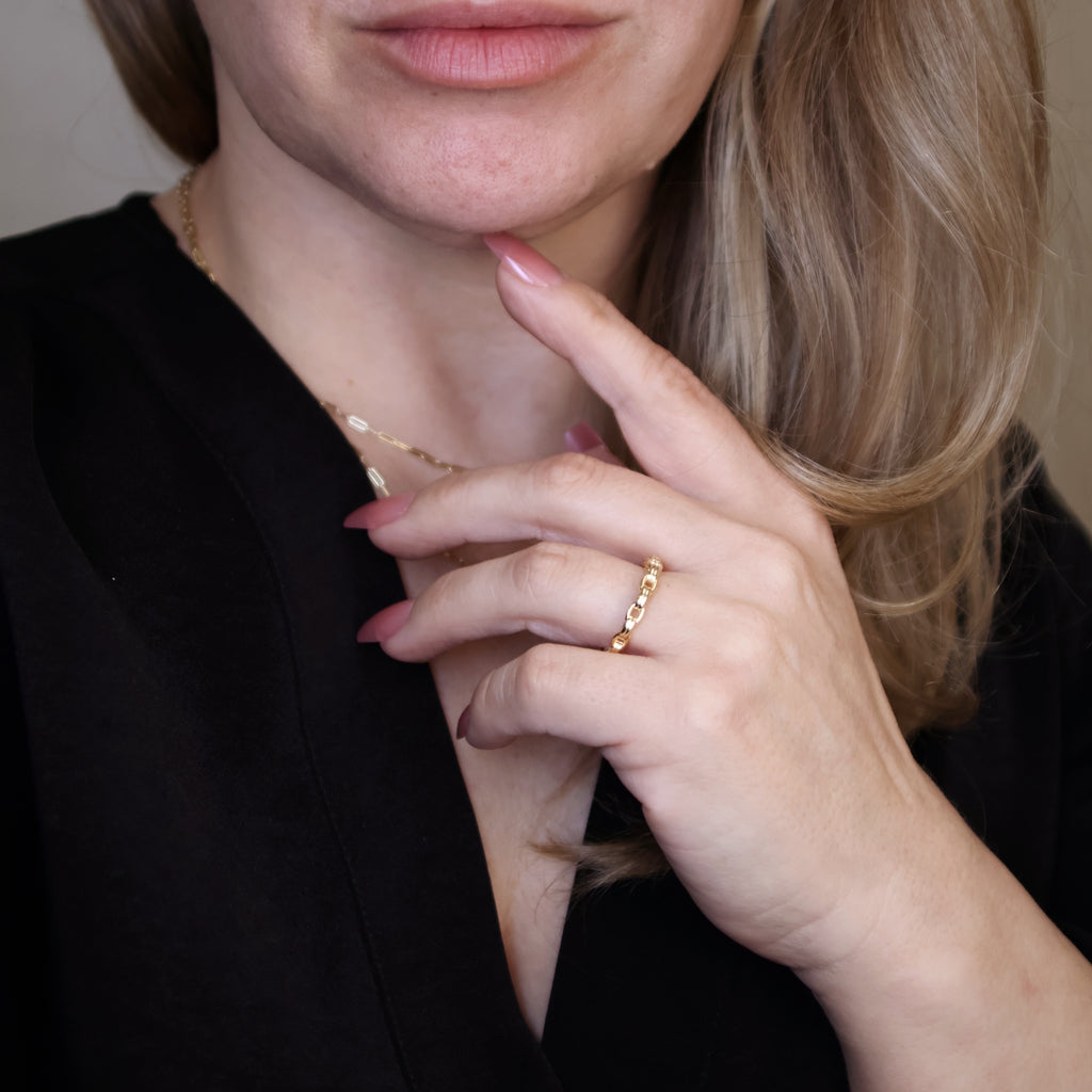 18k Gold Filled Double Link Chain Band Ring