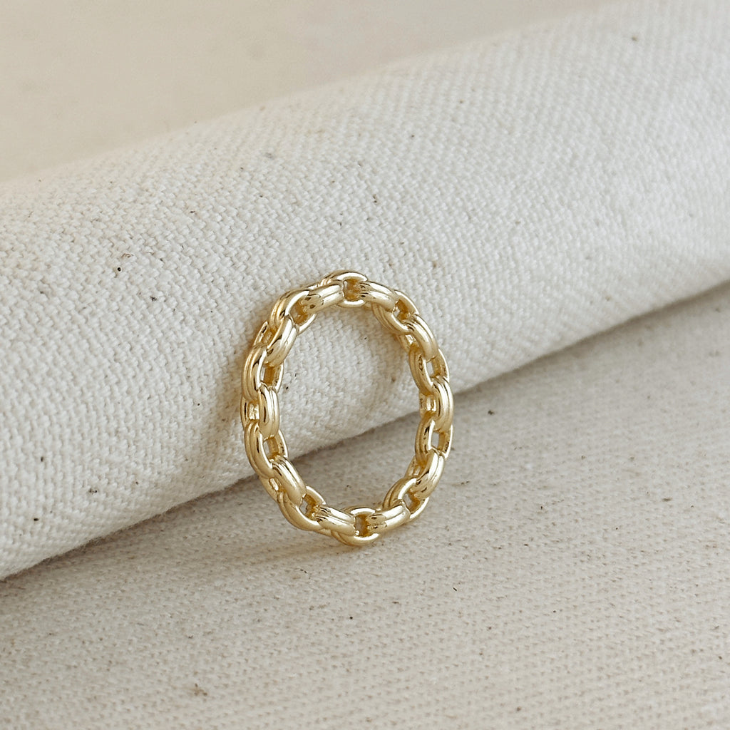 18k Gold Filled Double Link Chain Band Ring