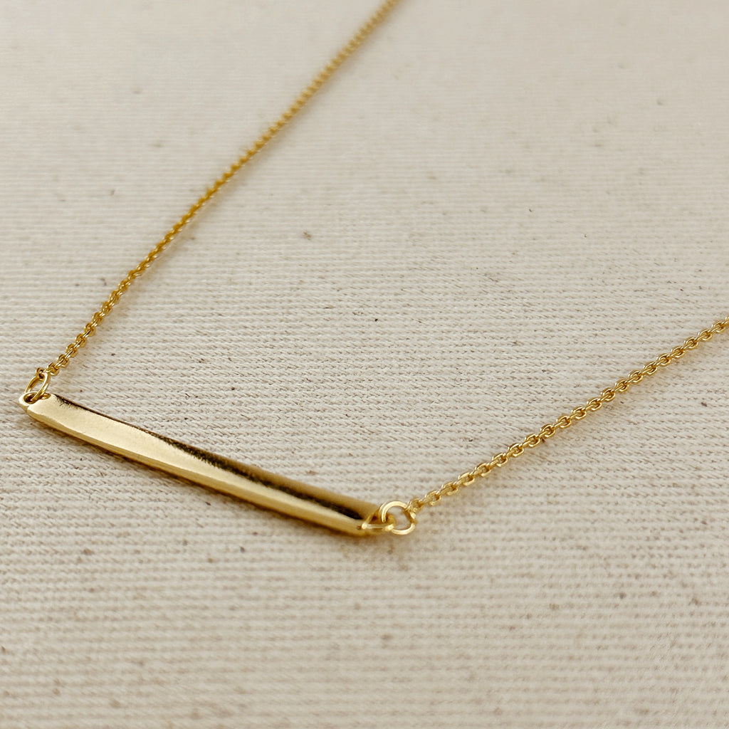 18k Gold Filled Polished Bar Necklace