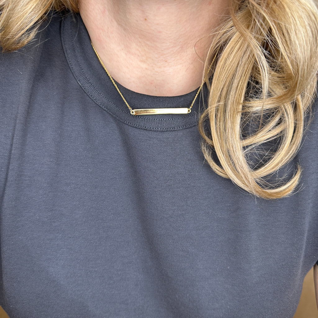 18k Gold Filled Polished Bar Necklace