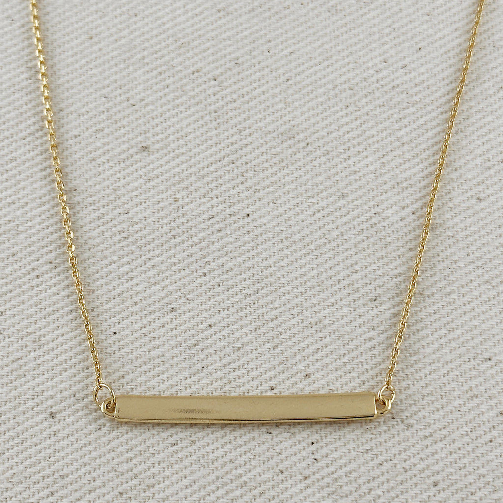 18k Gold Filled Polished Bar Necklace