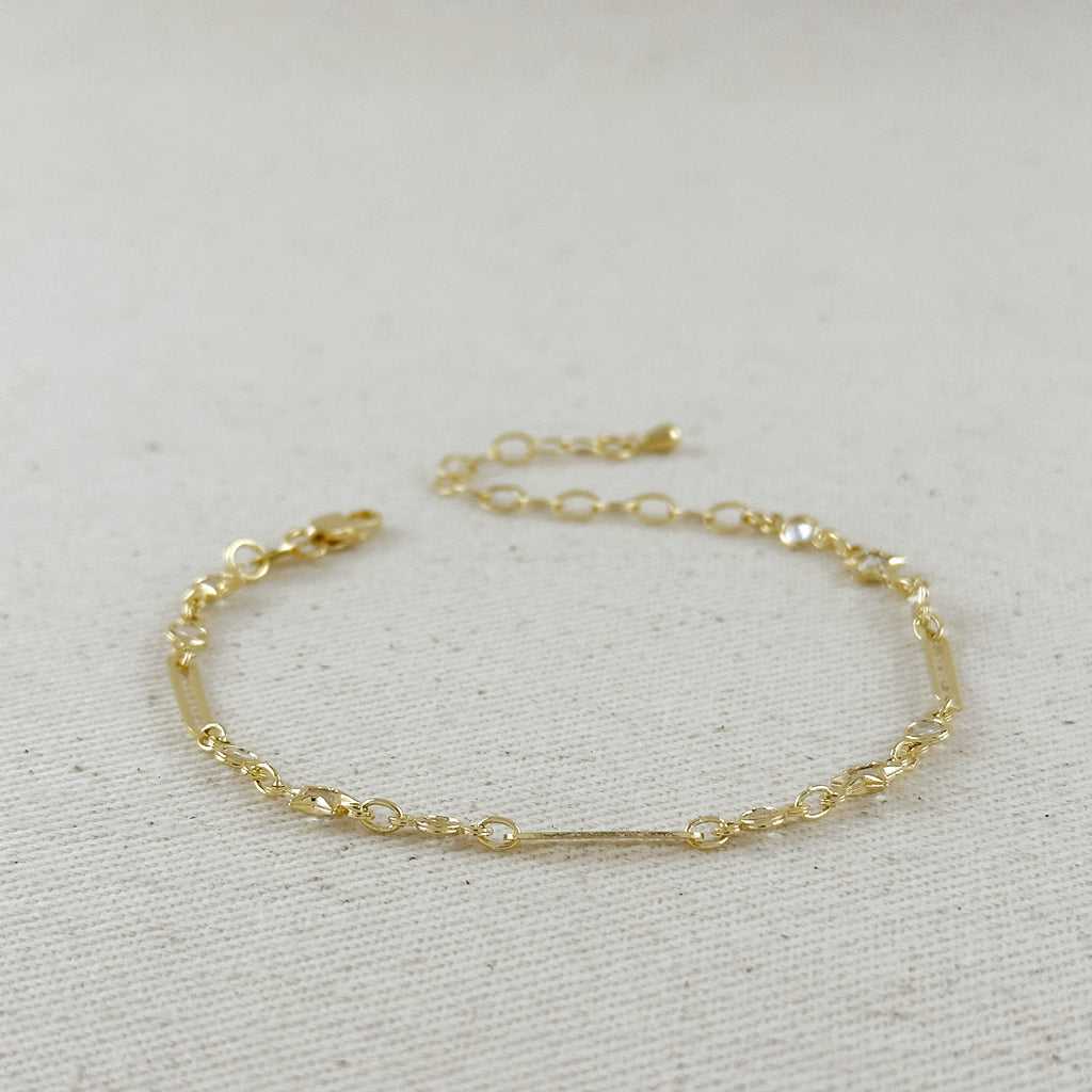 18k Gold Filled Paperclip And Stars CZ Bracelet