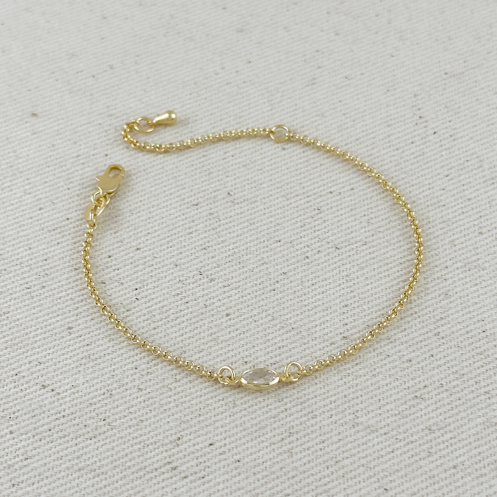 18k Gold Filled CZ Solitaire  Bracelet