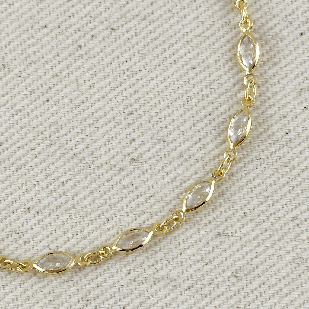 18k Gold Filled Ellipse Bezel CZ Bracelet