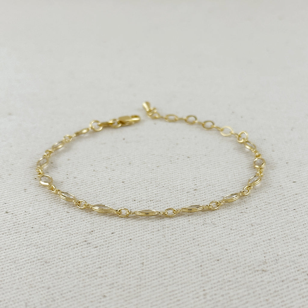 18k Gold Filled Ellipse Bezel CZ Bracelet