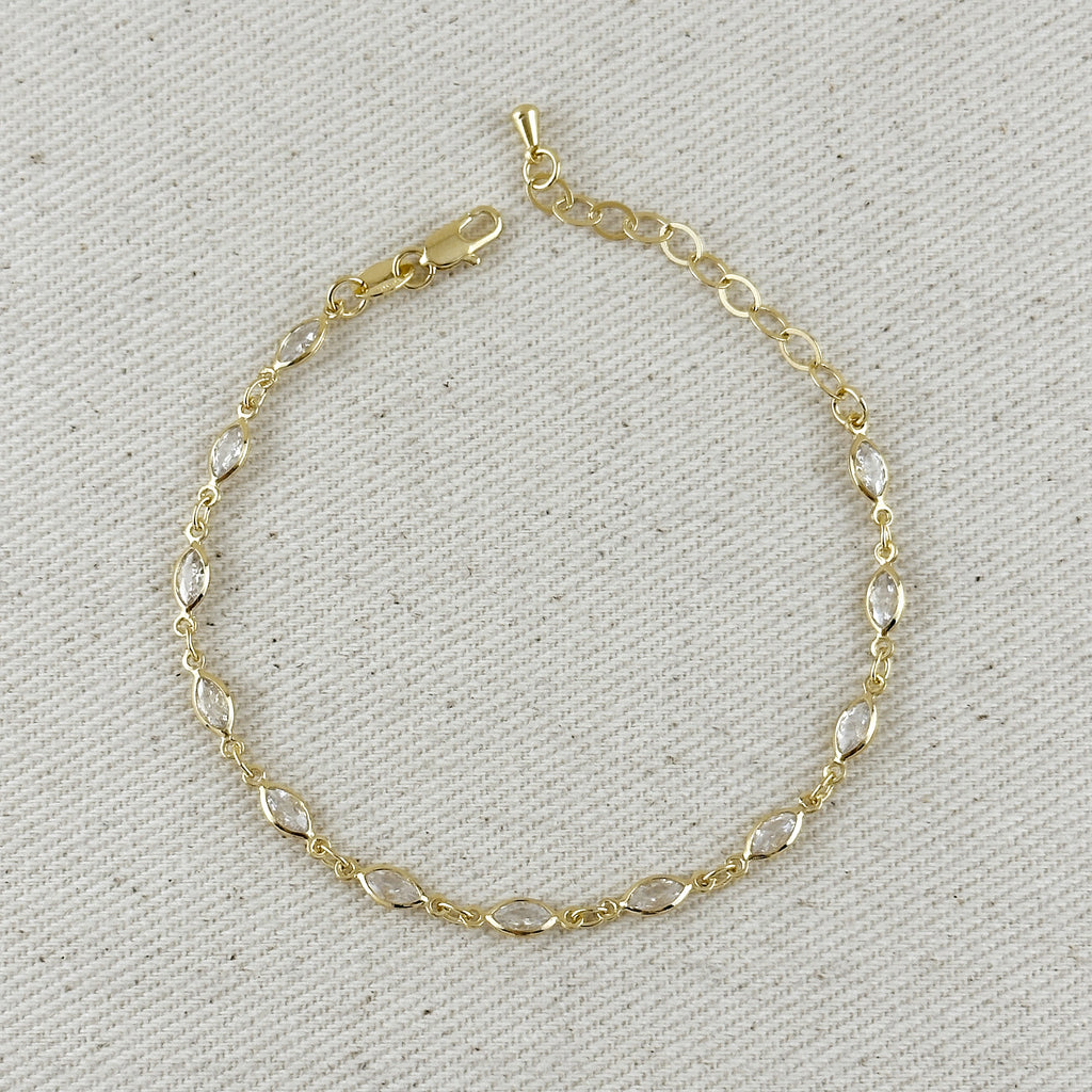 18k Gold Filled Ellipse Bezel CZ Bracelet