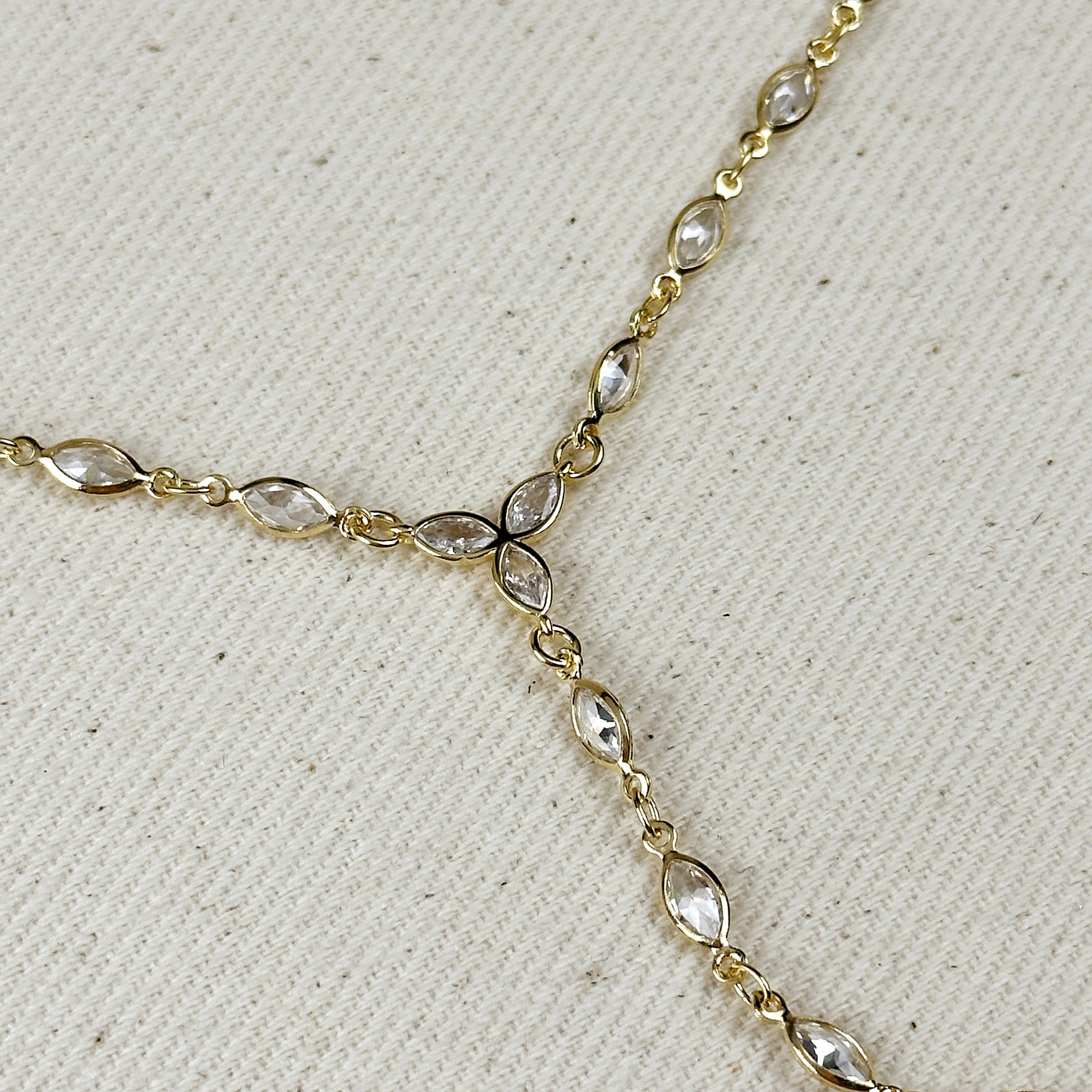 18k Gold Filled Bezel Ellipse CZ Lariat Necklace – GoldFi