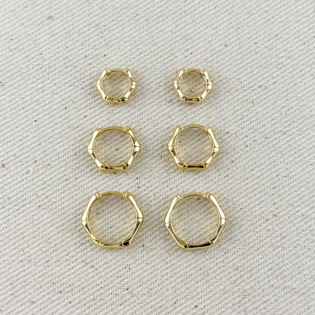 18k Gold Filled Bamboo Clicker Hoop Earrings
