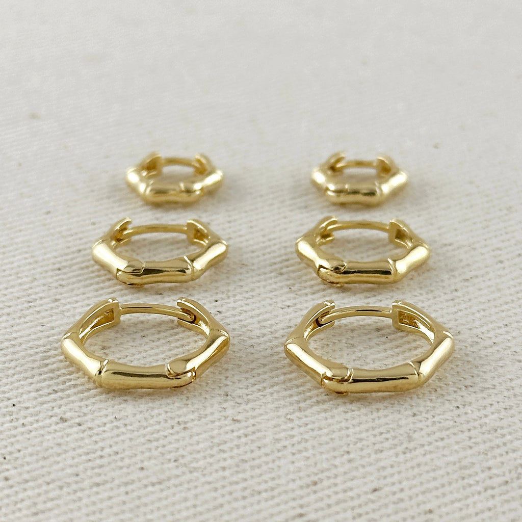 18k Gold Filled Bamboo Clicker Hoop Earrings