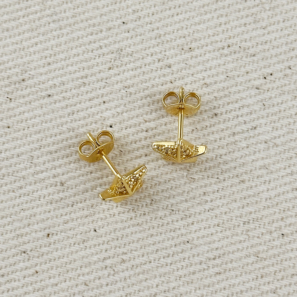 18k Gold Filled Stella a Mulinello CZ Stud Earrings