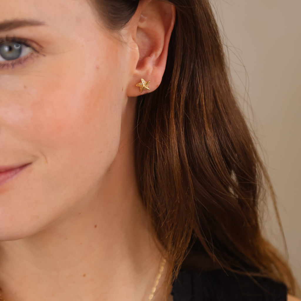 18k Gold Filled Stella a Mulinello CZ Stud Earrings