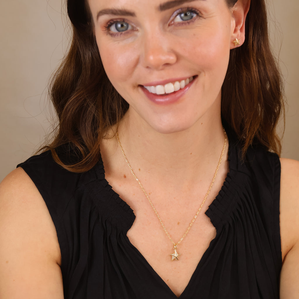 18k Gold Filled Stella a Mulinello CZ Stud Earrings