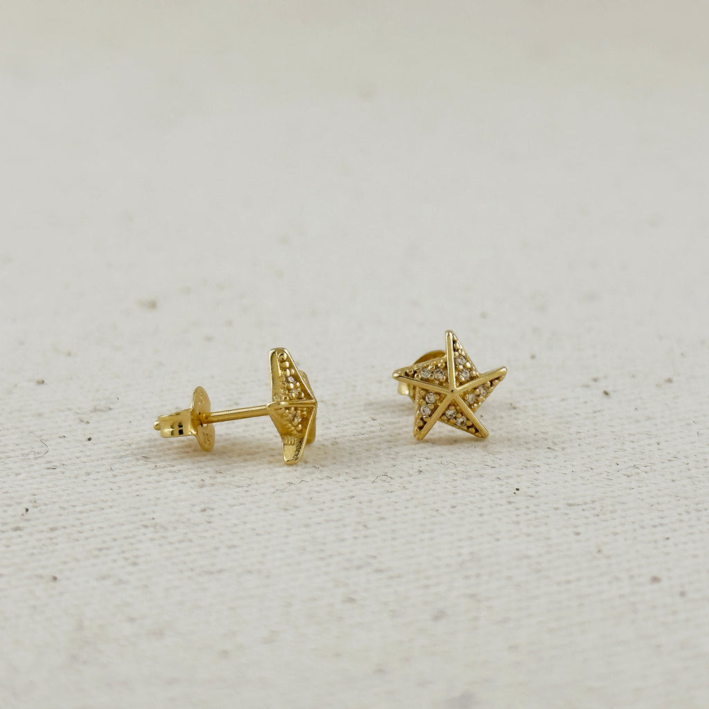 18k Gold Filled Stella a Mulinello CZ Stud Earrings