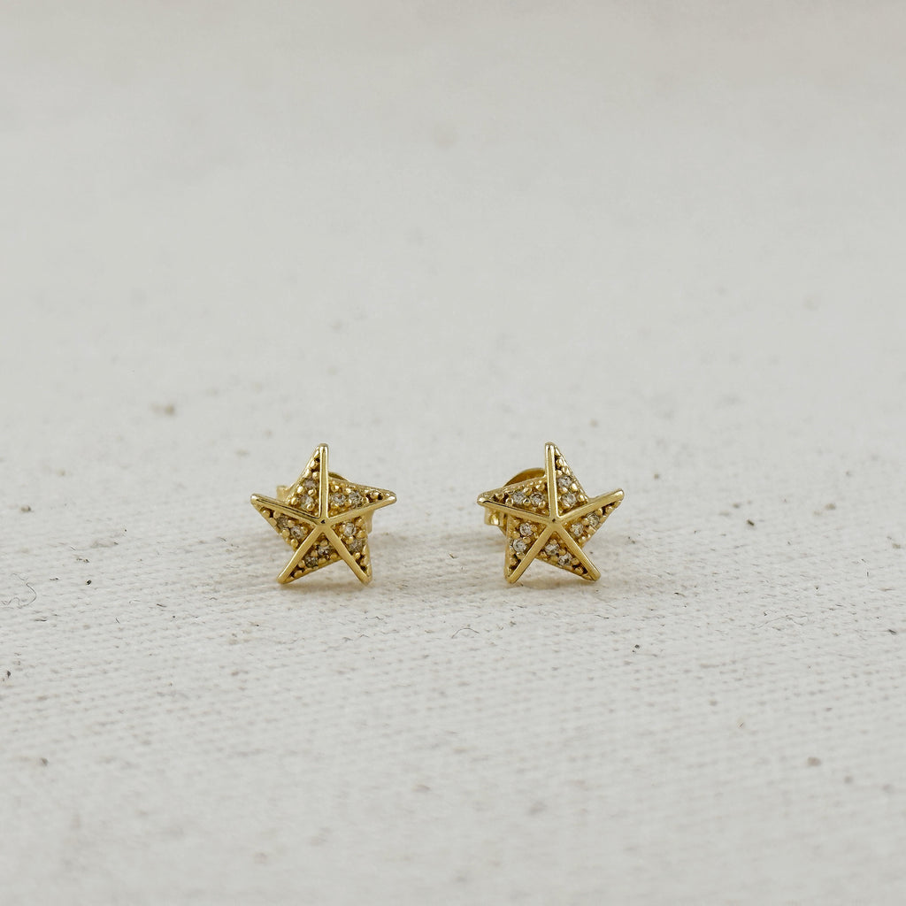 18k Gold Filled Stella a Mulinello CZ Stud Earrings