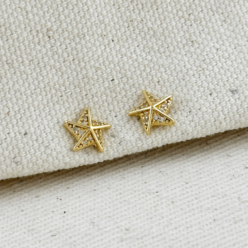 18k Gold Filled Stella a Mulinello CZ Stud Earrings