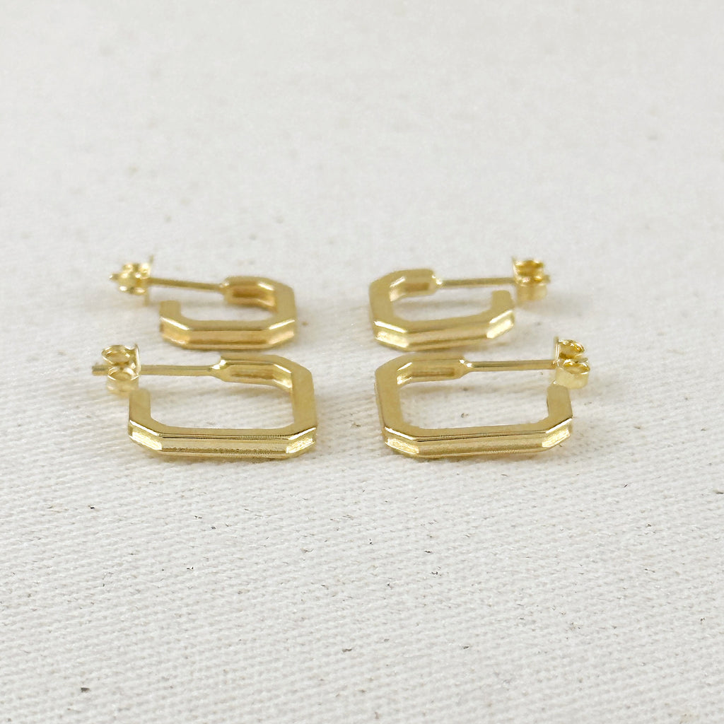 18k Gold Filled Square C-Hoop Earrings