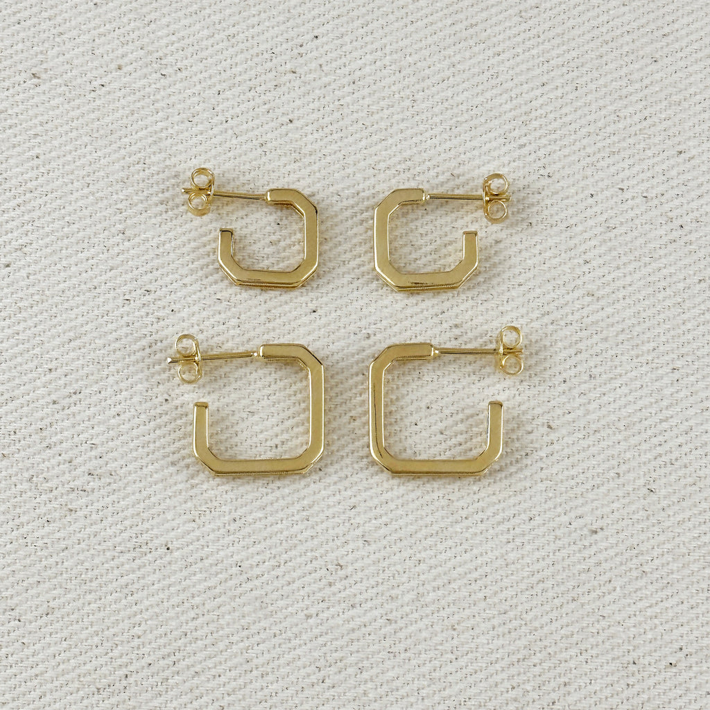 18k Gold Filled Square C-Hoop Earrings