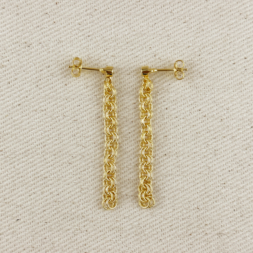 18k Gold Filled Double Rolo Chain Dangle Earrings
