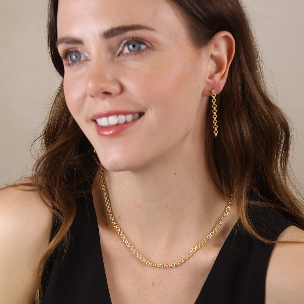 18k Gold Filled Double Rolo Chain Dangle Earrings