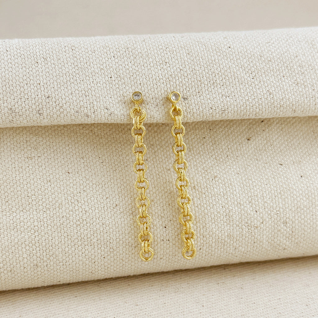 18k Gold Filled Double Rolo Chain Dangle Earrings