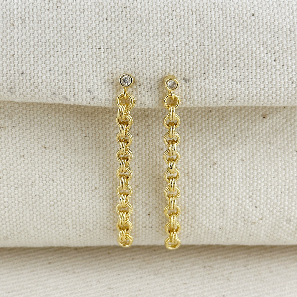 18k Gold Filled Double Rolo Chain Dangle Earrings