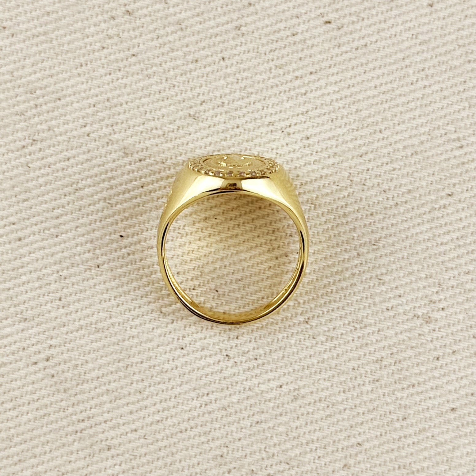 18k Gold Filled Lady Of Grace CZ Signet Ring – GoldFi