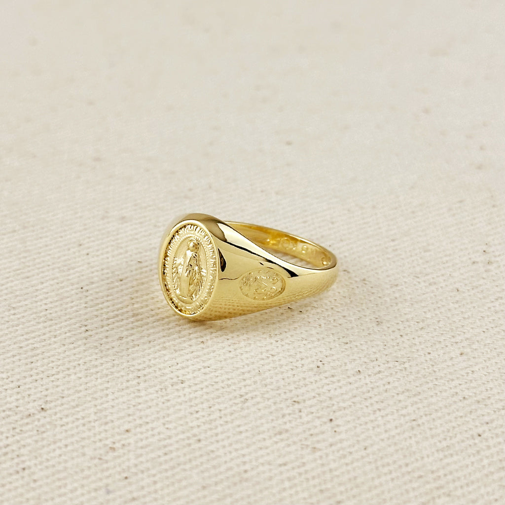 18k Gold Filled Lady Of Grace Signet Ring