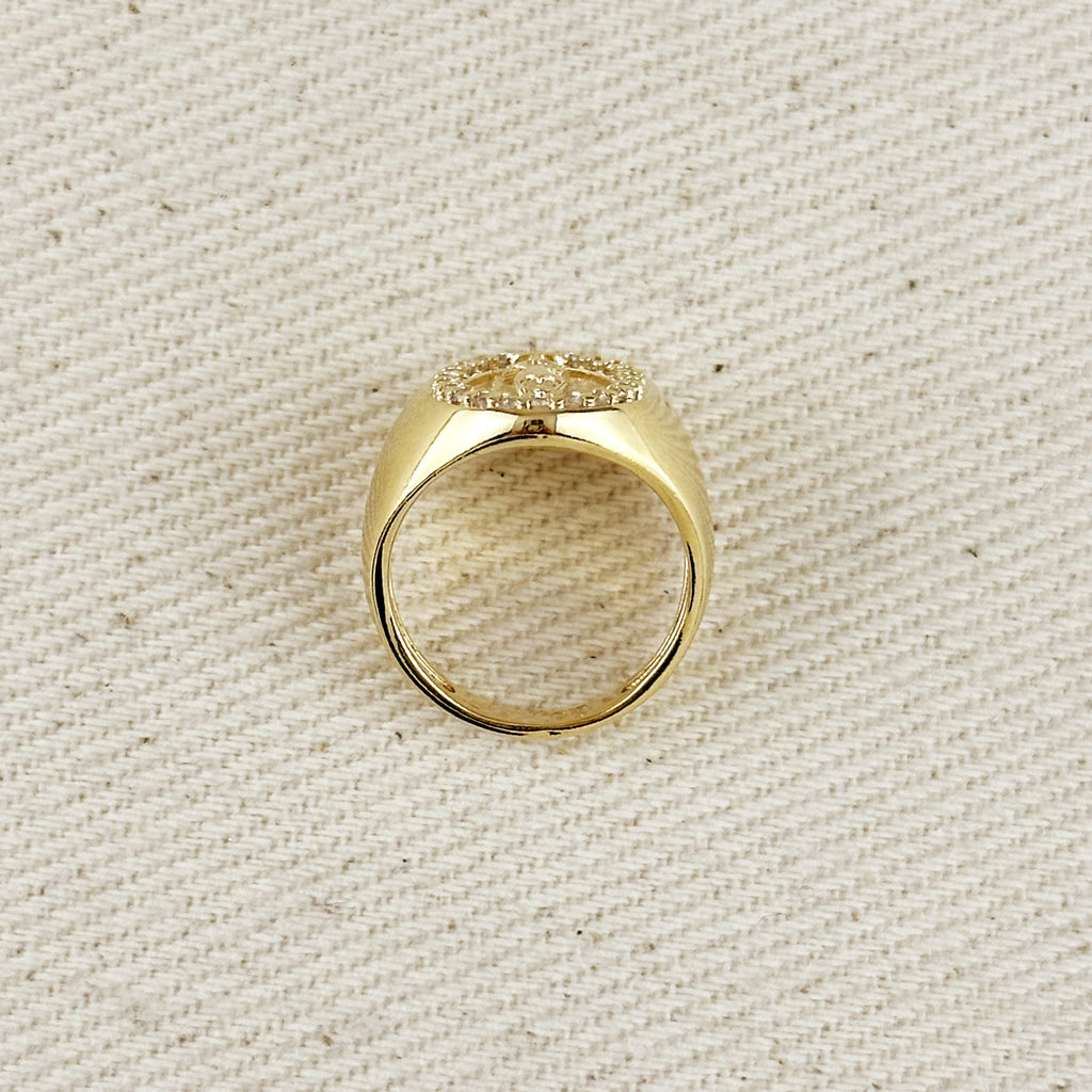 18k Gold Filled Lady Guadalupe CZ Signet Ring