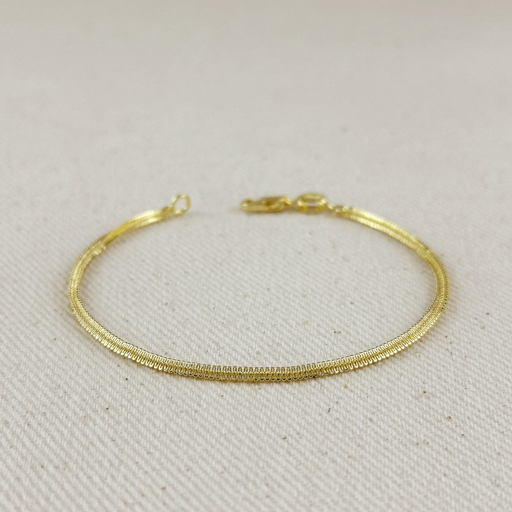18k Gold Filled 2mm Square Rope Chain Bracelet