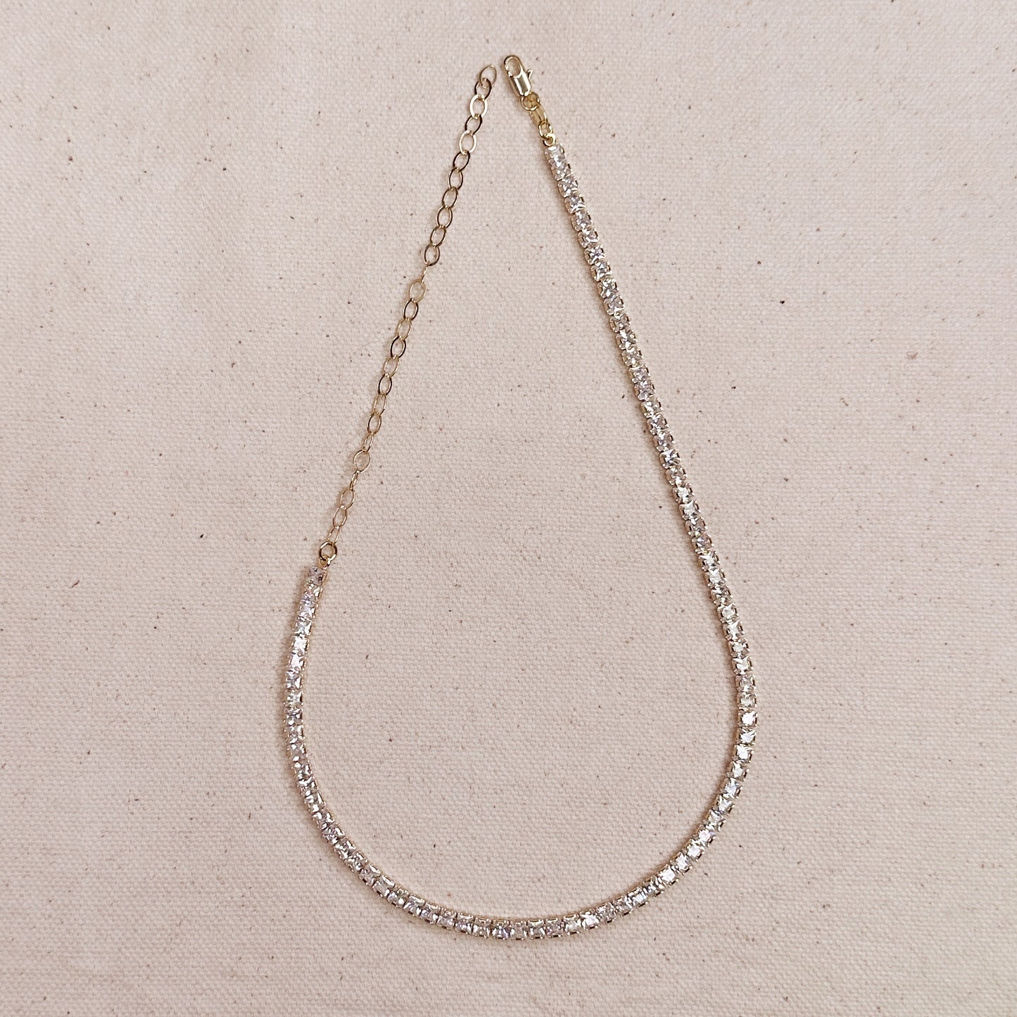 18k Gold Filled 3mm CZ Tennis Necklace