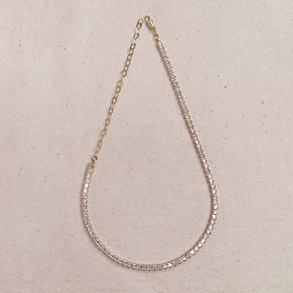 18k Gold Filled 3mm CZ Tennis Necklace