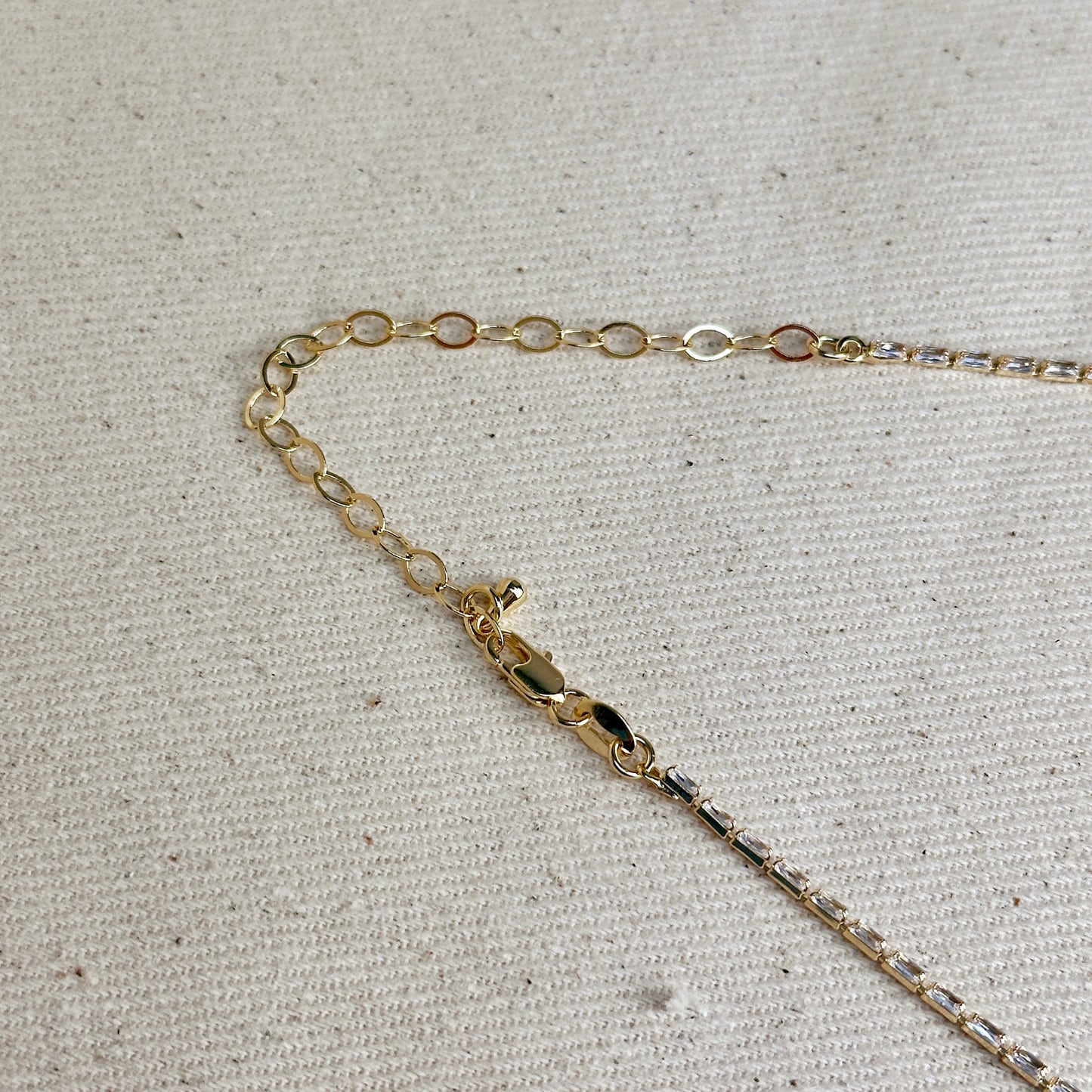 18k Gold Filled 1.5mm Baguette CZ Tennis Necklace