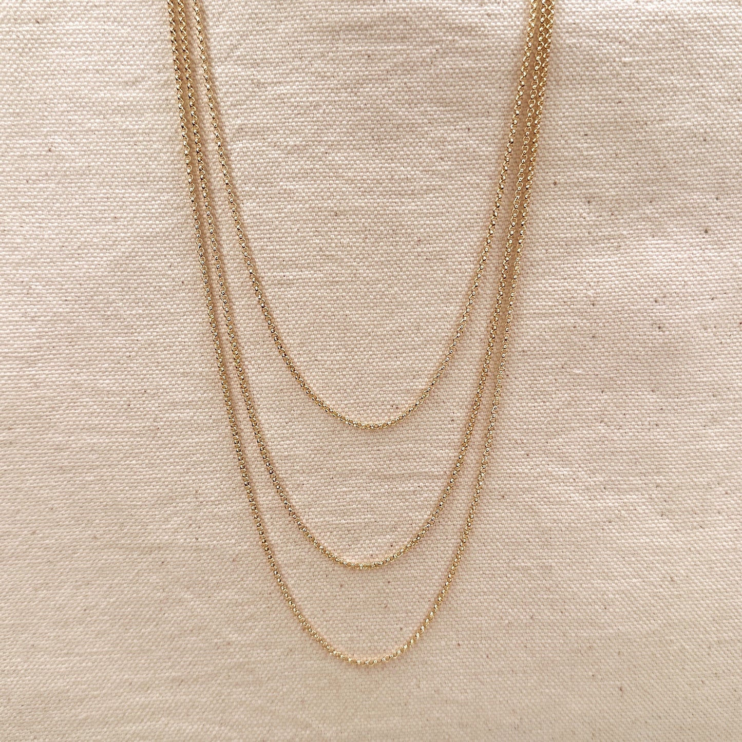 18k Gold Filled 1.5mm Rolo Chain Available in 16", 18", 20", 24"