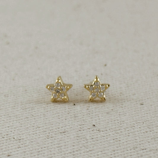 18k Gold Filled Mini CZ Star Stud Earrings